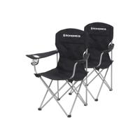 Set van 2 campingstoelen met robuust stalen frame, Zwart