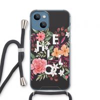 Hello in flowers: iPhone 13 mini Transparant Hoesje met koord