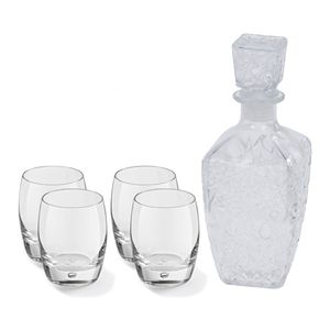 Glazen whisky/water karaf 900 ml met 4x whiskyglazen 360 ml - Whiskeykaraffen