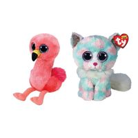 Ty - Knuffel - Beanie Boo's - Gilda Flamingo & Opal Cat - thumbnail