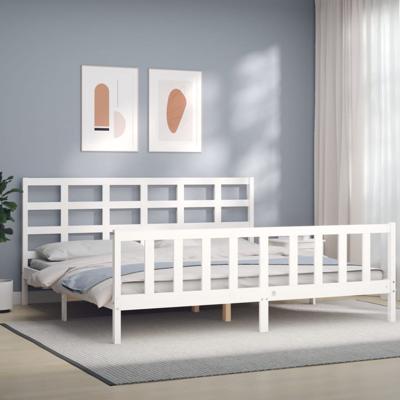 Bedframe zonder matras massief grenenhout wit 200x200 cm