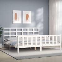 Bedframe zonder matras massief grenenhout wit 200x200 cm