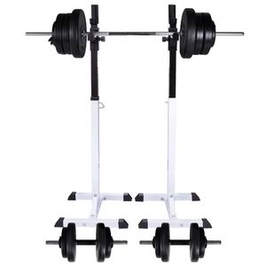 VidaXL Halter-/squatrek met halterset 60,5 kg