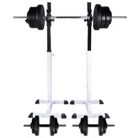 VidaXL Halter-/squatrek met halterset 60,5 kg - thumbnail