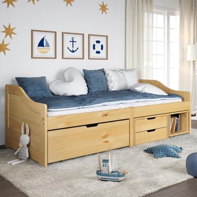 Slaapbank met 3 lades IRUN 90x200 cm massief grenenhout