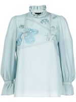 SHIATZY CHEN blouse à fleurs appliquées - Bleu