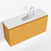 Toiletmeubel Mondiaz Olan | 100 cm | Meubelkleur Ocher | Lex wastafel Talc Midden | 1 kraangat