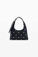 Tas met studs in leerlook - BLACK - U
