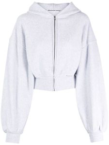 Alexander Wang hoodie crop à fermeture zippée - Gris