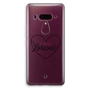 Forever heart black: HTC U12+ Transparant Hoesje