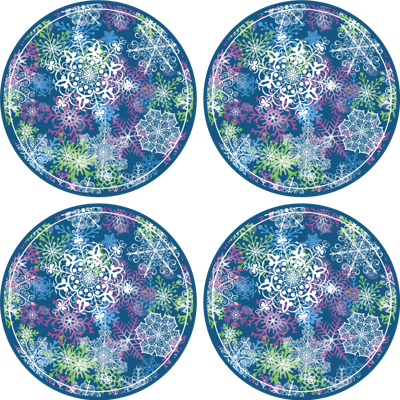 Kerst onderzetters Oplichtende sneeuwvlokken op blauwe achtergron