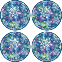 Kerst onderzetters Oplichtende sneeuwvlokken op blauwe achtergron