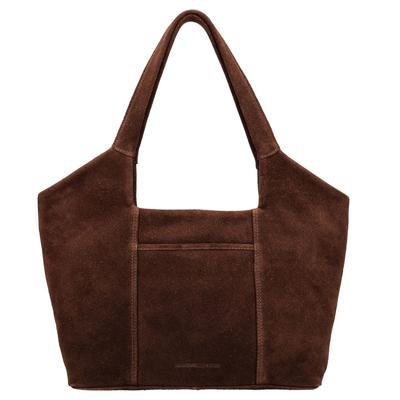 Hide & Stitches Suède Shopper/Handtas Brazos Donker Bruin