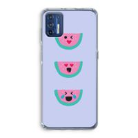 Smiley watermeloen: Motorola Moto G9 Plus Transparant Hoesje