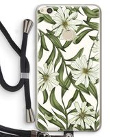 Wit bloemenpatroon: Huawei Ascend P8 Lite (2017) Transparant Hoesje met koord
