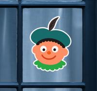 Pietenhoofden vrolijk raamsticker