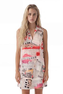 Polojurk met krantenknipsels - WHITE - M