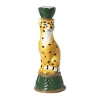 Kandelaar luipaard - groen - ø7x18 cm