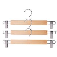 Broeken/rokken kledinghangers - set 3x stuks - hout - 33 cm - naturel Broeken/rokken kledinghangers - set 3x stuks - hout - 33 cm - naturel