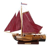 Decoratie vissersboot Botter met rode zeilen 25 cm   - - thumbnail