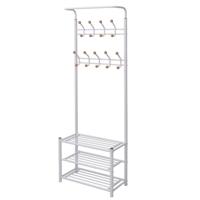 VidaXL Kledingrek met schoenenopberger 68x32x182,5 cm wit