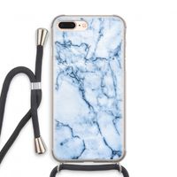 Blauw marmer: iPhone 7 PLUS Transparant Hoesje met koord