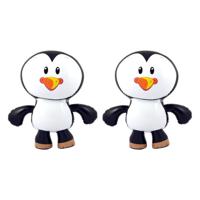 Opblaasbare dieren - 2x - Pinguin - wit/zwart - 56 cm - kunststof - thumbnail