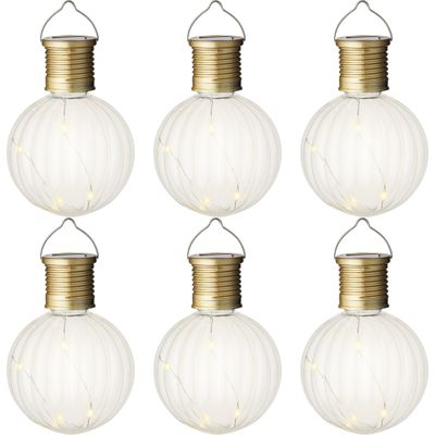 6x stuks solar led hanglamp - zonne-energie - kunststof - warm wit