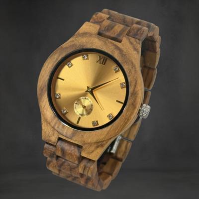 TimberWood Grace™ - Elegant Dameshorloge met Gouden Quartz Uurwerk