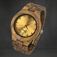 TimberWood Grace™ - Elegant Dameshorloge met Gouden Quartz Uurwerk