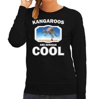 Dieren kangoeroe sweater zwart dames - kangaroos are cool trui - thumbnail