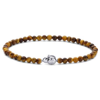 TI SENTO-Milano 2908TE Armband Beads zilver-tijgeroog bruin 4 mm 19,5 cm