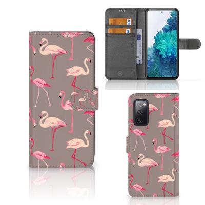 Samsung Galaxy S20 FE | Telefoonhoesje | Met pasjeshouder | Flamingo