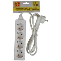 2x benson stekkerdoos - 4-voudig - wit - 1,5 meter - randaarde