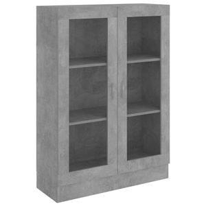 The Living Store Vitrinekast - Betongrijs - 82.5 x 30.5 x 115 cm - Spaanplaat en glas