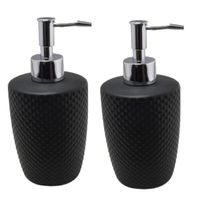 2x stuks zeeppompjes/zeepdispensers zwart keramiek 400 ml - thumbnail