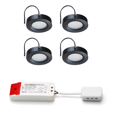 Set LED-opbouwspot Adria zwart 3W dimbaar 3-6 stuks
