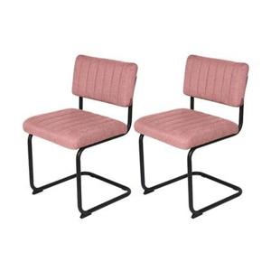 Feel Furniture - Luxe stoel - Ribbon - Zacht roze - Lichtrood - 2 stu…