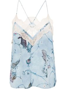Zadig&Voltaire haut Christo à finitions en dentelles - Bleu