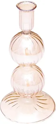 Vondels kandelaar glas bubble 9x19cm luster amber