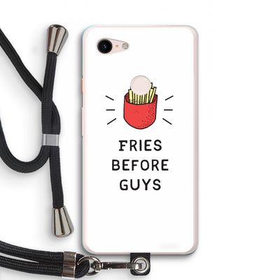 Fries before guys: Pixel 3 XL Transparant Hoesje met koord