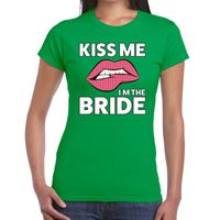 Kiss me i am the bride t-shirt groen dames - thumbnail