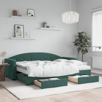 Slaapbank onderschuifbed en lades 80x200 cm fluweel donkergroen