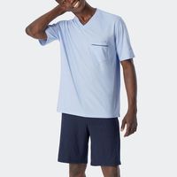 Schiesser Shortama V-hals air blue - thumbnail