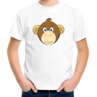 Cartoon aap t-shirt wit voor jongens en meisjes - Cartoon dieren t-shirts kinderen XL (158-164)  - - thumbnail