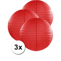 Rode bol versiering lampionnen 50 cm 3 stuks