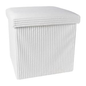 Opbergbox teddy rib vierkant - wit - 38x38x38 cm