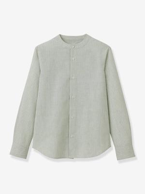 Hemd met mao-kraag voor jongens saliegroen