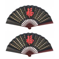 5x stuks chinese waaier zwart deluxe 60 cm