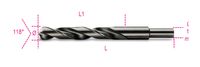 Beta Spiraalboren, korte uitvoering, schacht gereduceerd tot 13 mm HSS volledig geslepen gebruneerd 412A 15,00 - 004120208